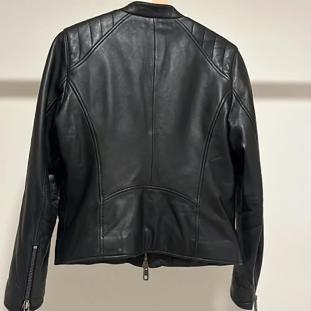 Emporio Armani quilted leather moto jacket